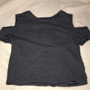 Navy blue and white striped cut out tee🌊